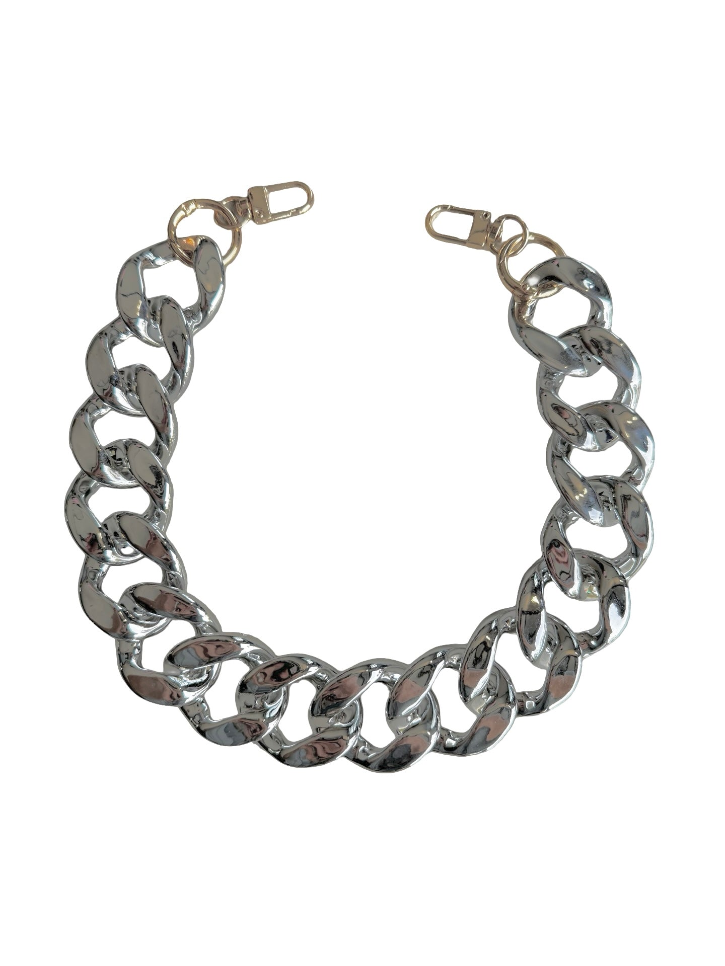 White gold metallic flat link