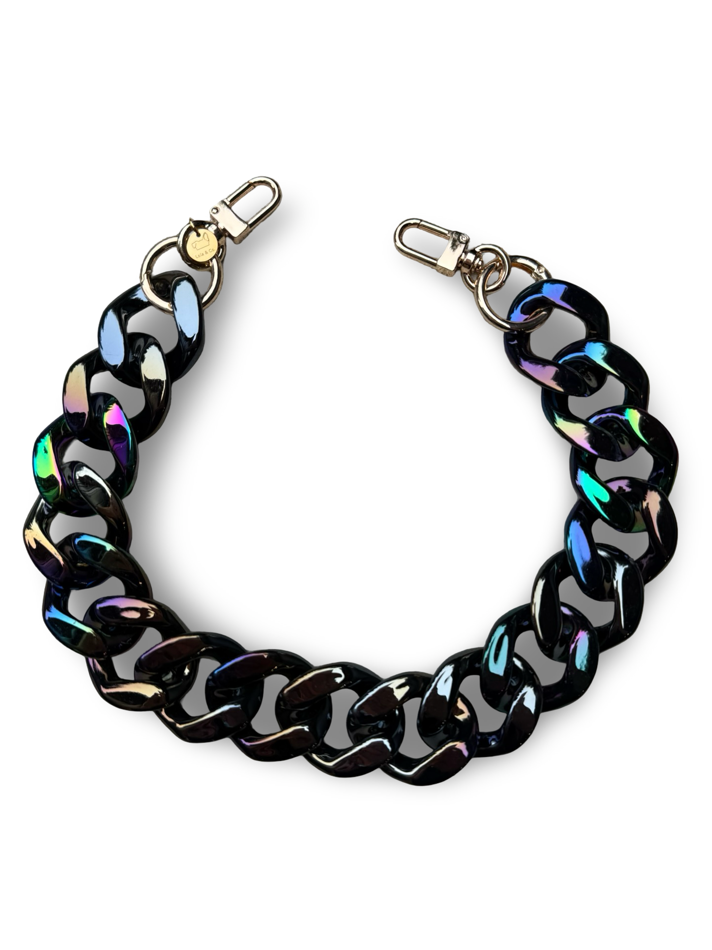 Black Iridescent Flat link chain