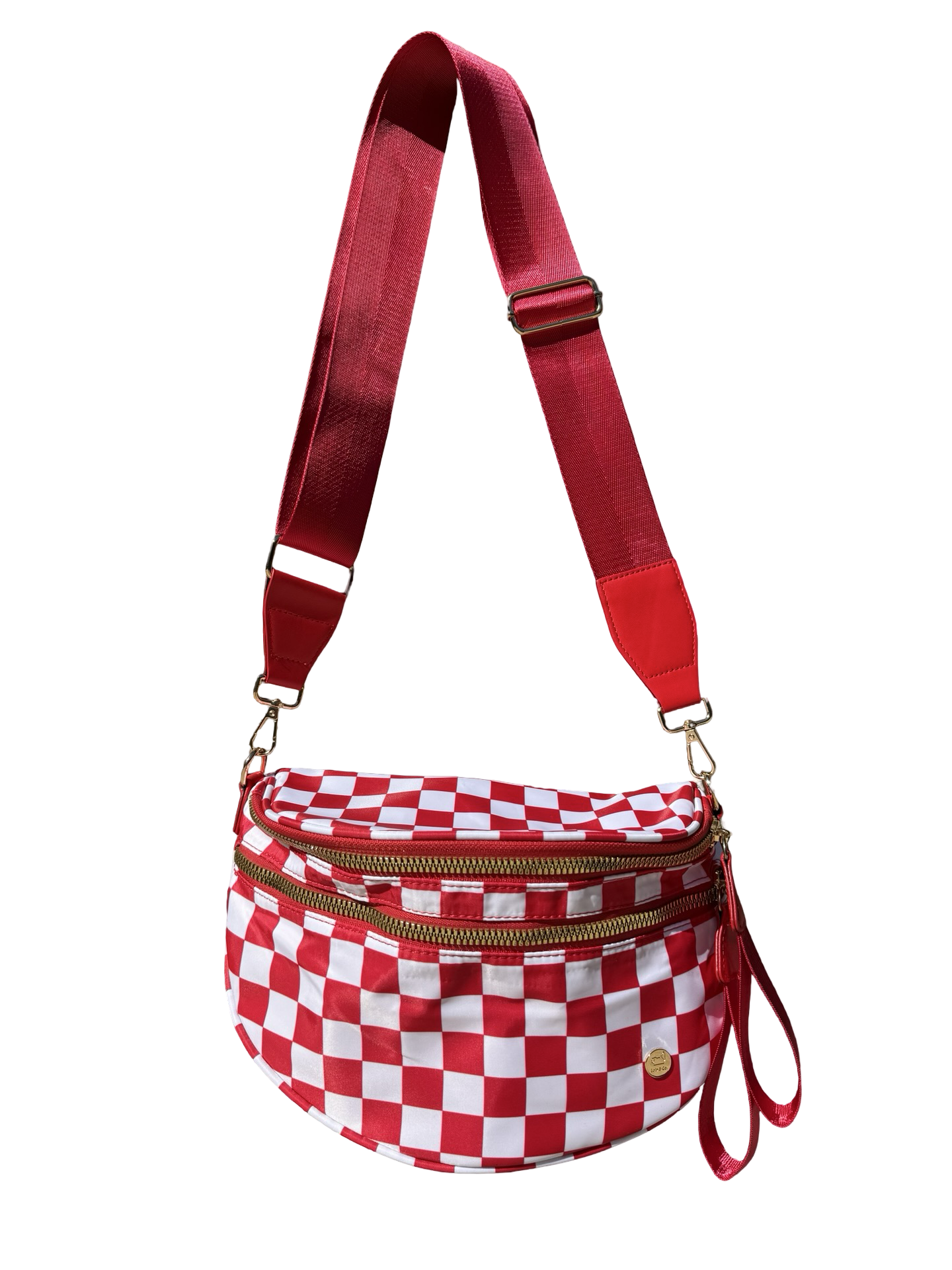 Red and white checkered crossbody