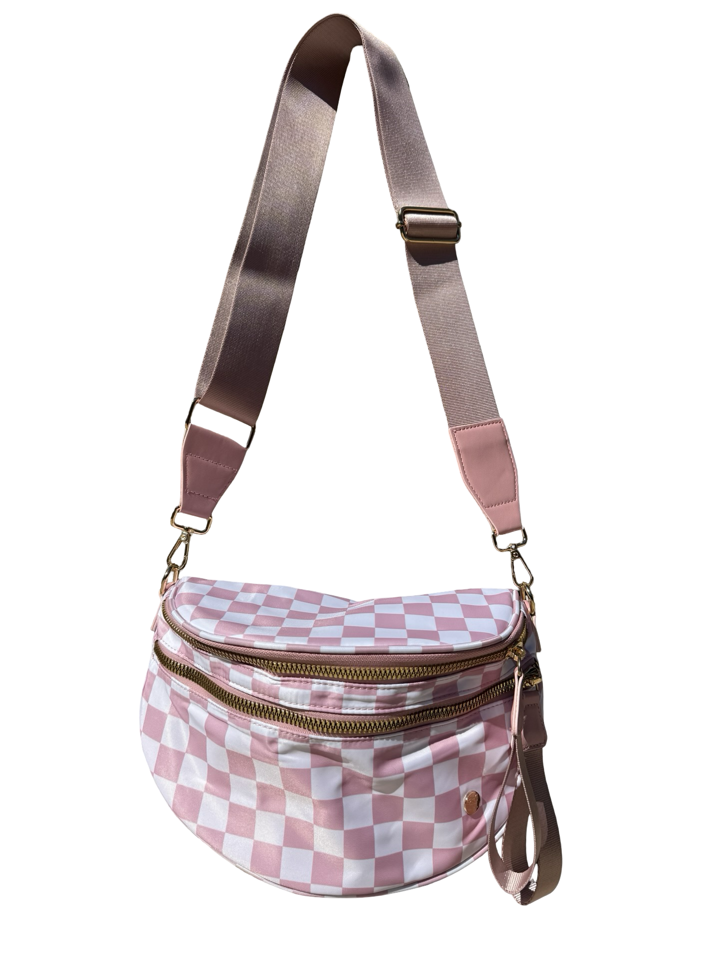 Dusty Rose and White checkered crossbody