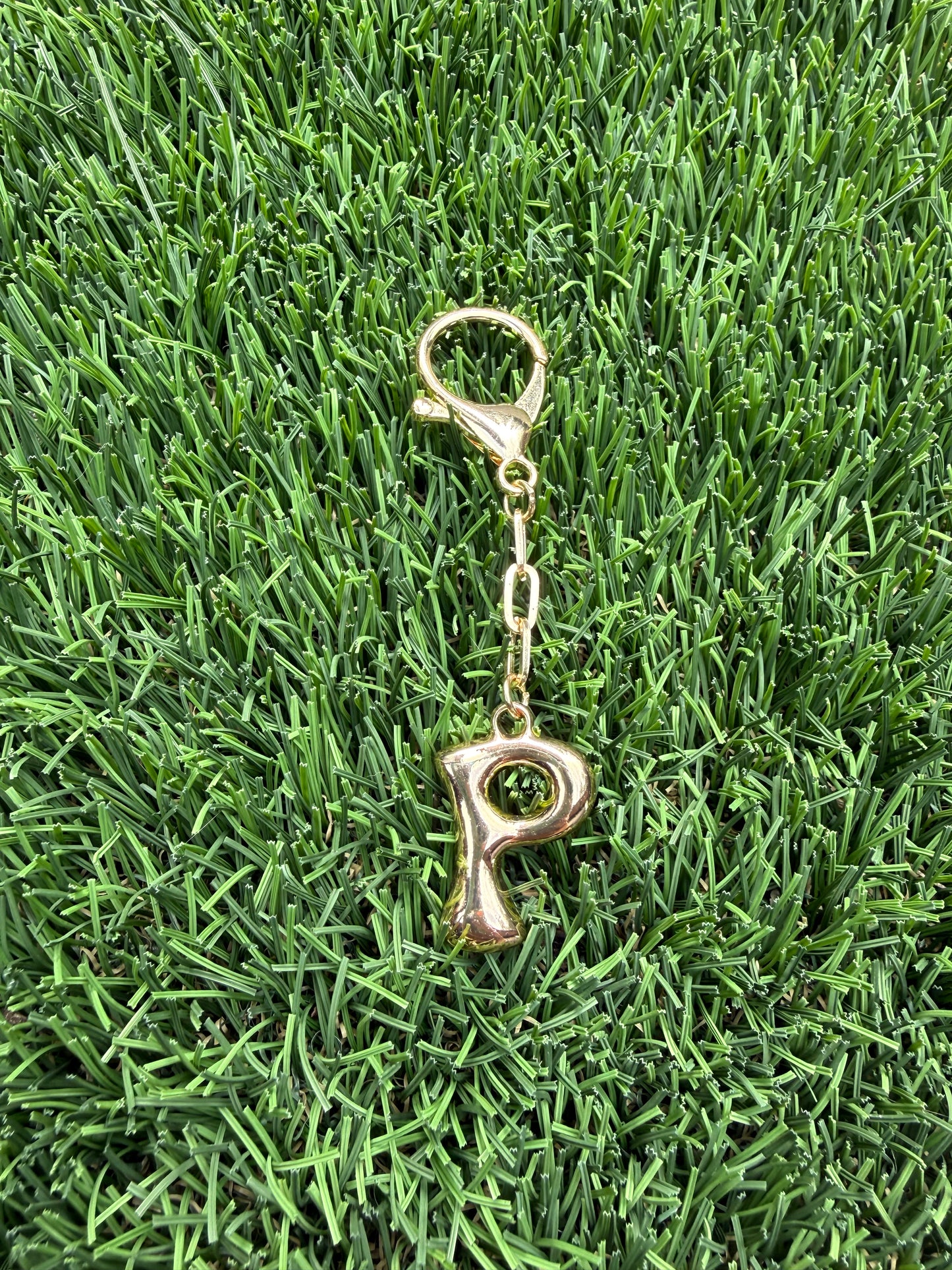 Gold Bubble letter charm