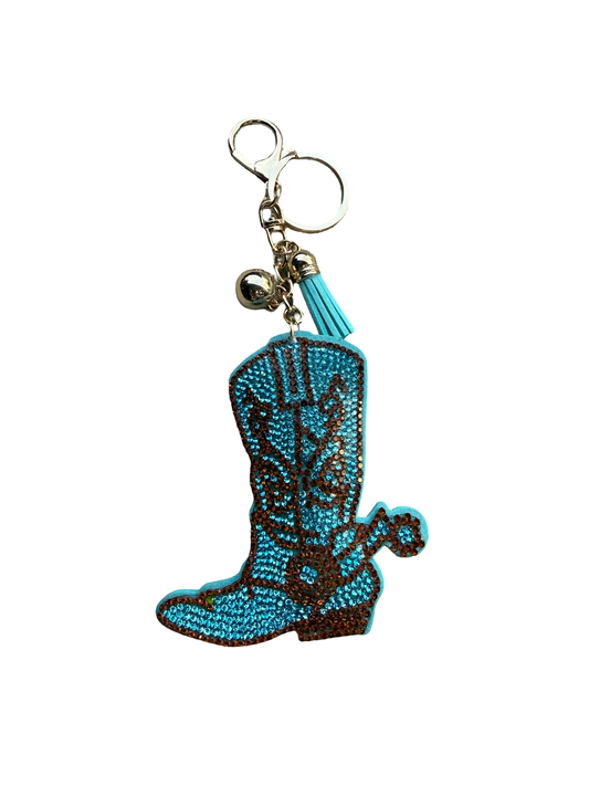 Teal and brown boot charm