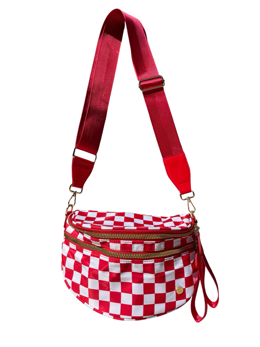 Red and white checkered crossbody