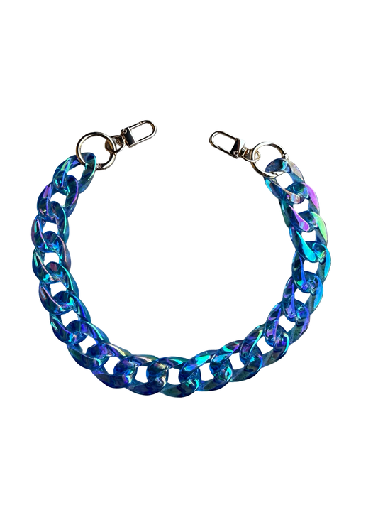 Blue opal small flat link