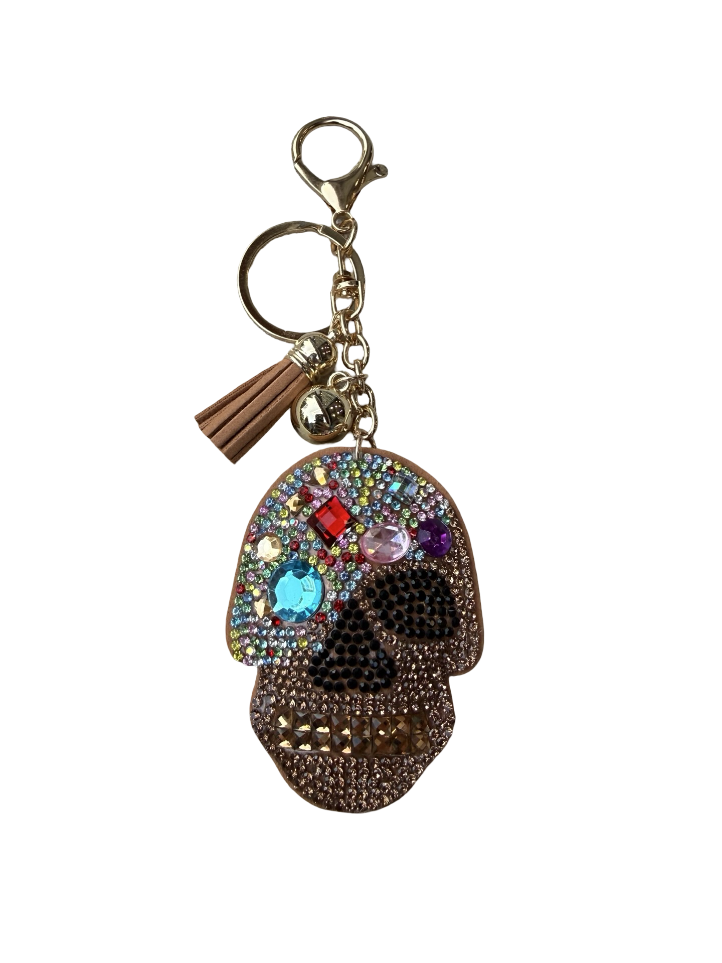 Bronze Jeweled Skull Charm