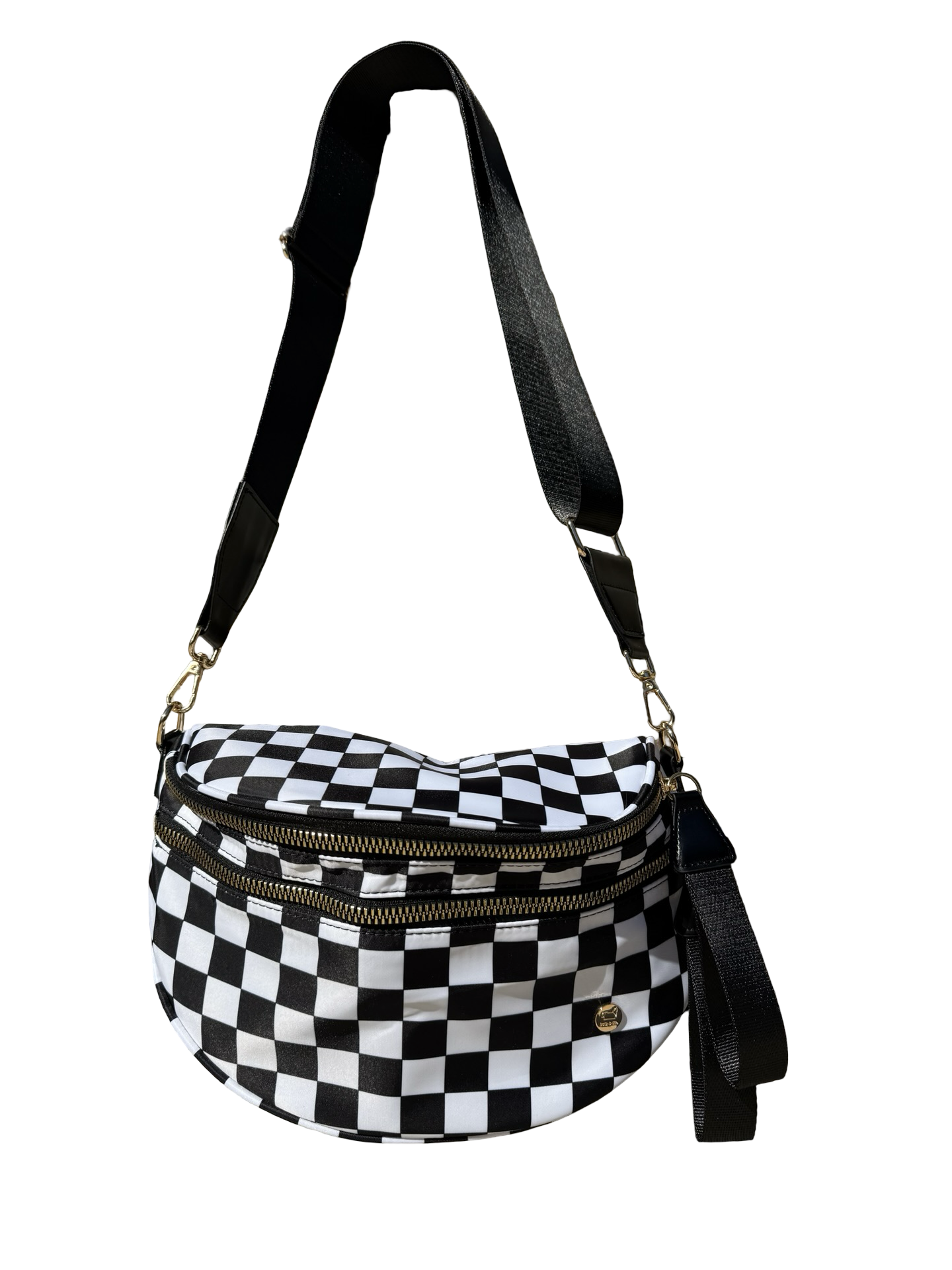 Black and white checkered crossbody